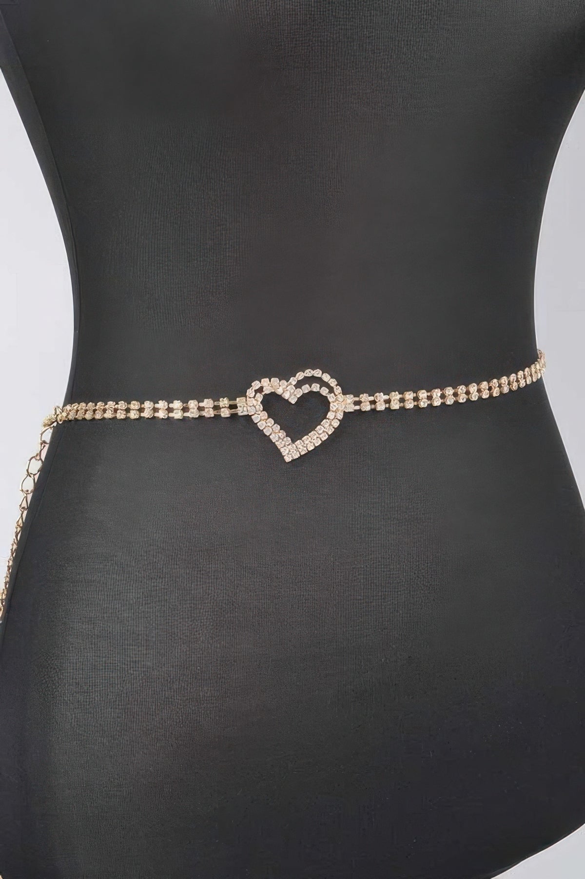Rhinestone Heart Chain Belt in Gold, photo 4