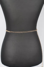 Rhinestone Heart Chain Belt in Gold, photo 5