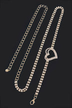 Rhinestone Heart Chain Belt in Silver