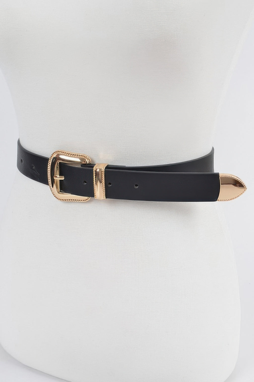 Western Style Faux Leather Belt in Black, photo 2