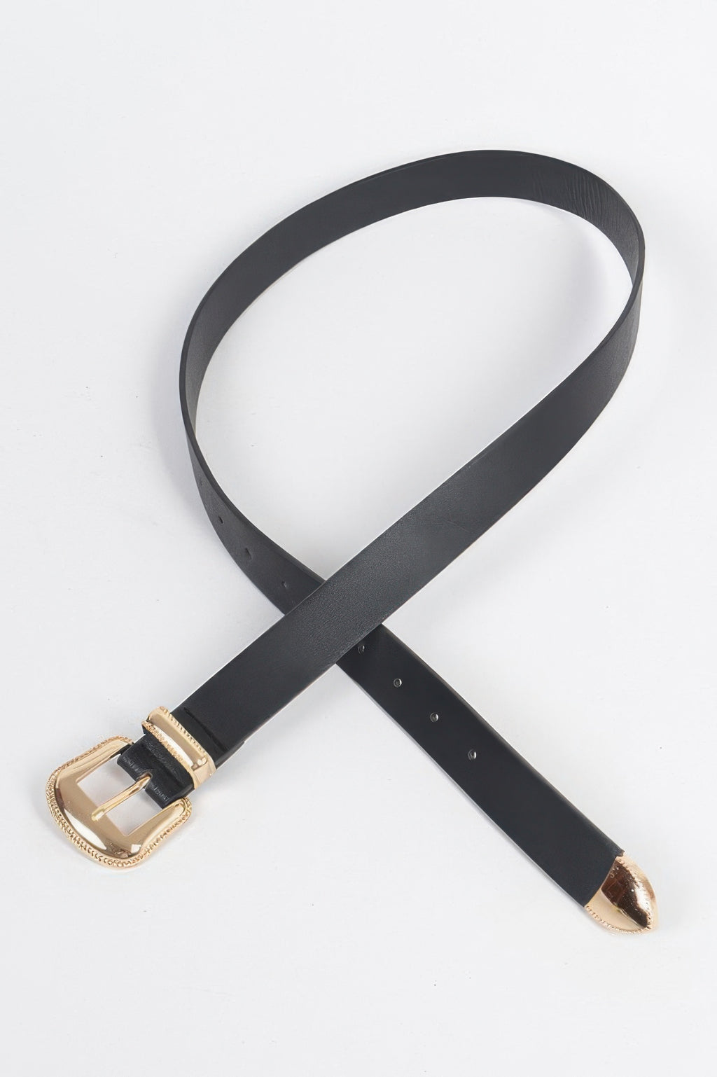 Western Style Faux Leather Belt in Black, photo 3
