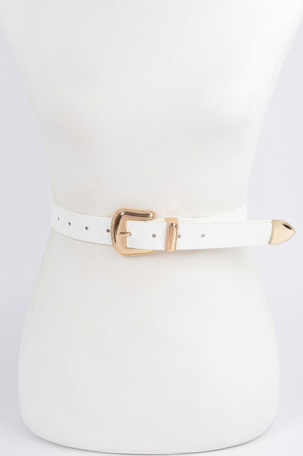 Western Style Faux Leather Belt in White