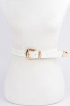 Western Style Faux Leather Belt in White