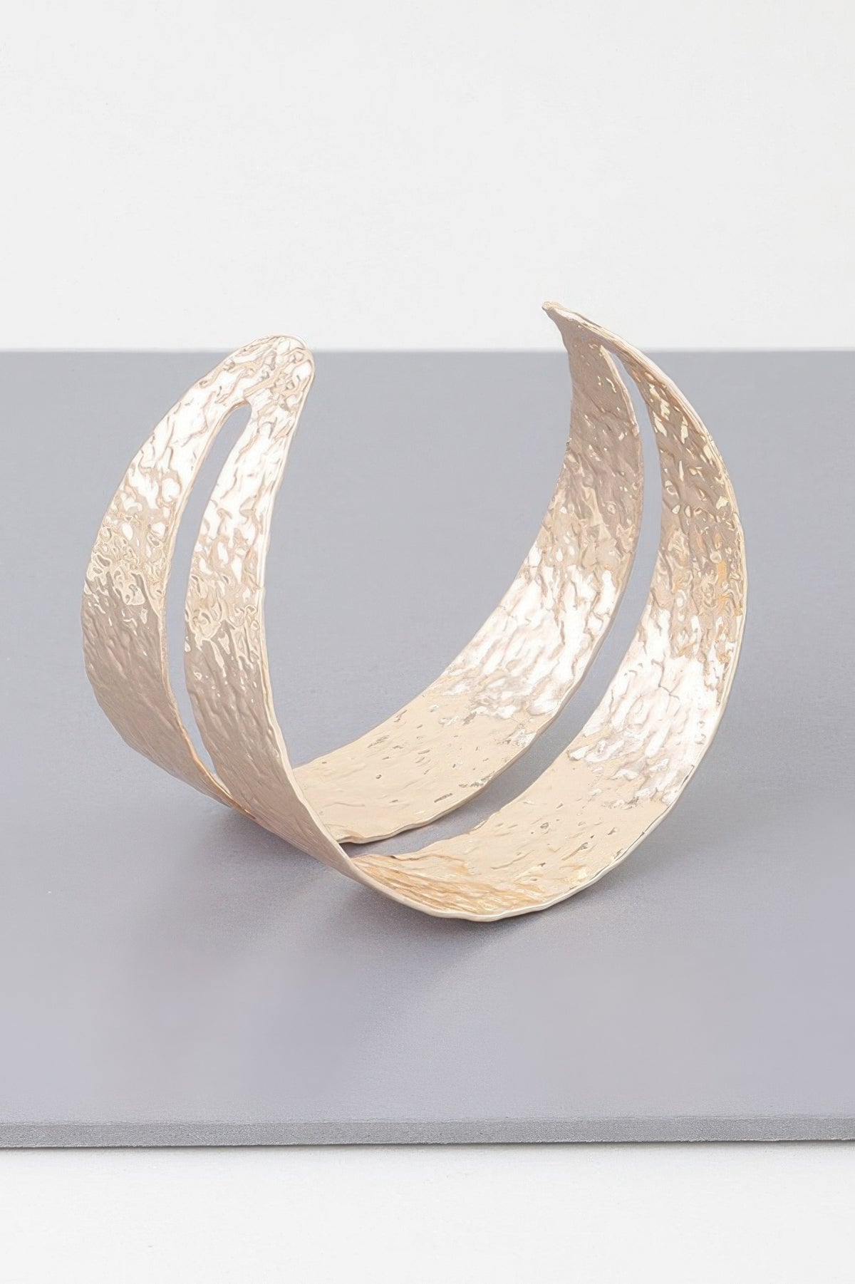 Hammered Double Wrap Cuff Bracelet in Gold, photo 3