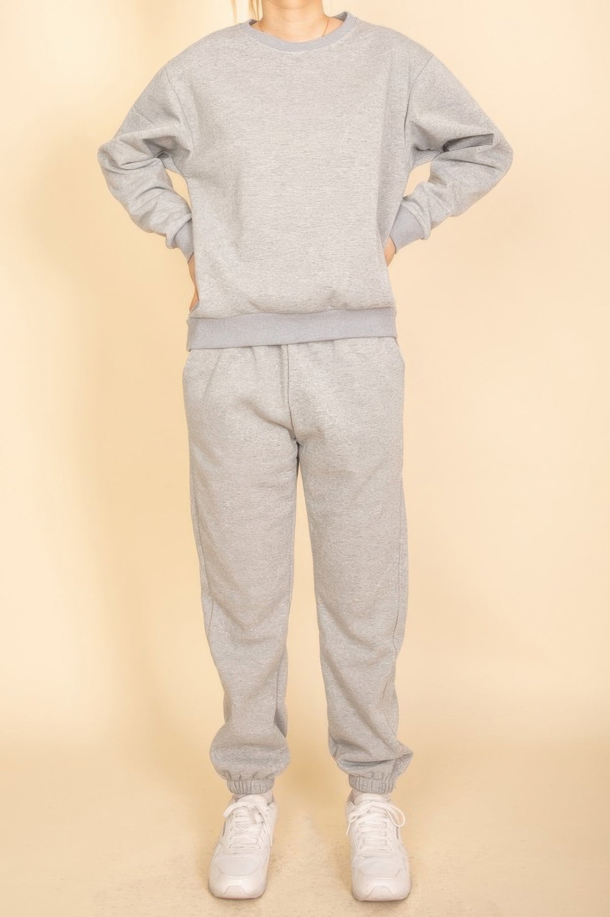 Heather grey fleece crewneck sweatshirt