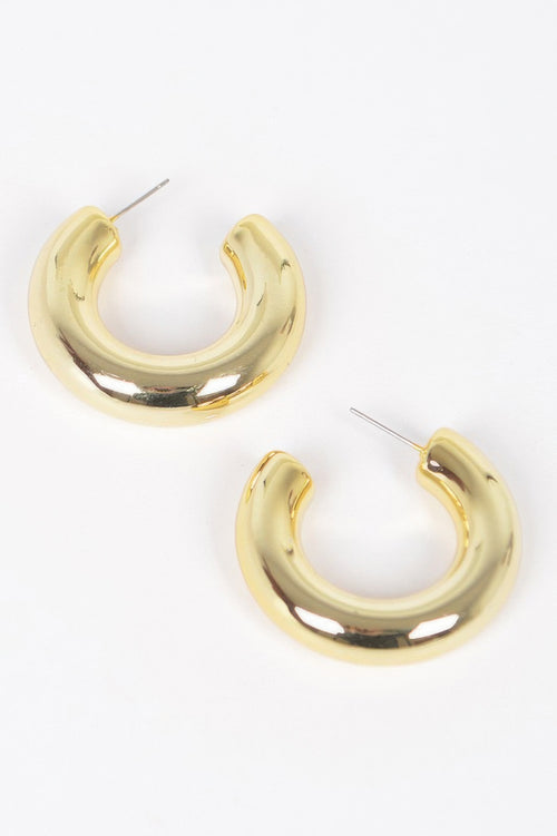 Chunky Mini Hoop Earrings in Gold
