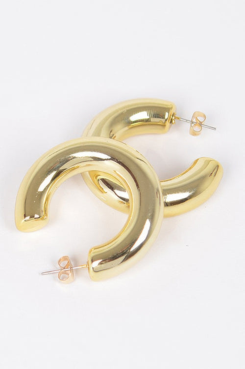 Chunky Mini Hoop Earrings in Gold, photo 2