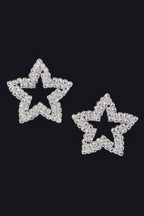 Star Rhinestone Stud Earrings in Silver