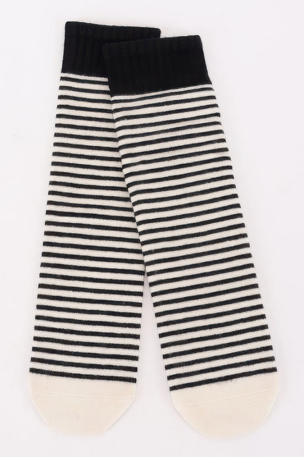 Striped Cotton Stretch Crew Socks in Black, photo 3