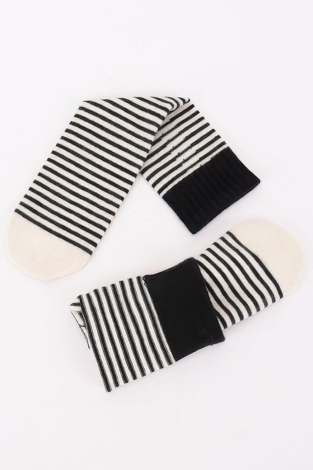 Striped Cotton Stretch Crew Socks in Black, photo 4