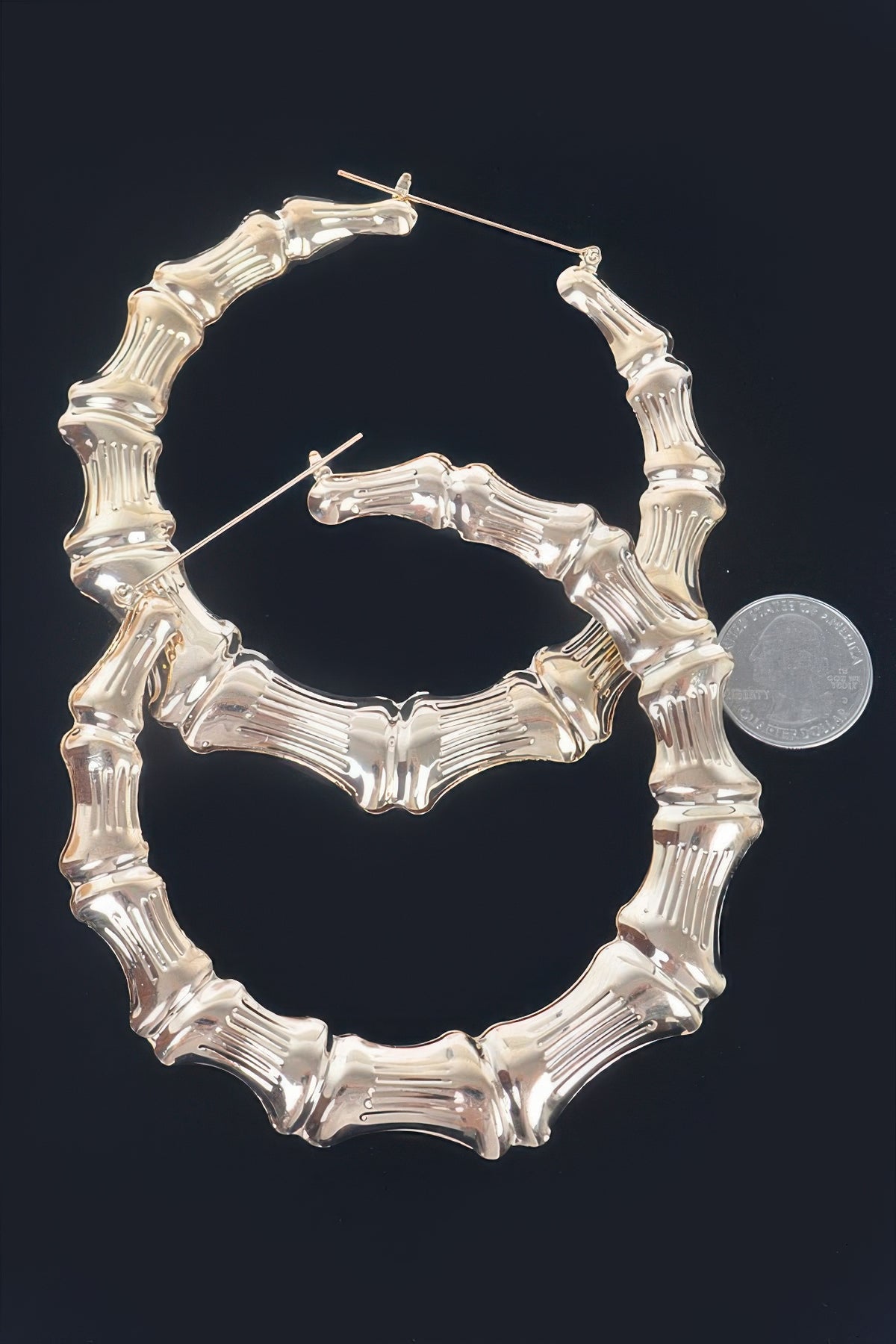 Bamboo Hoop Earrings in Gold, photo 2