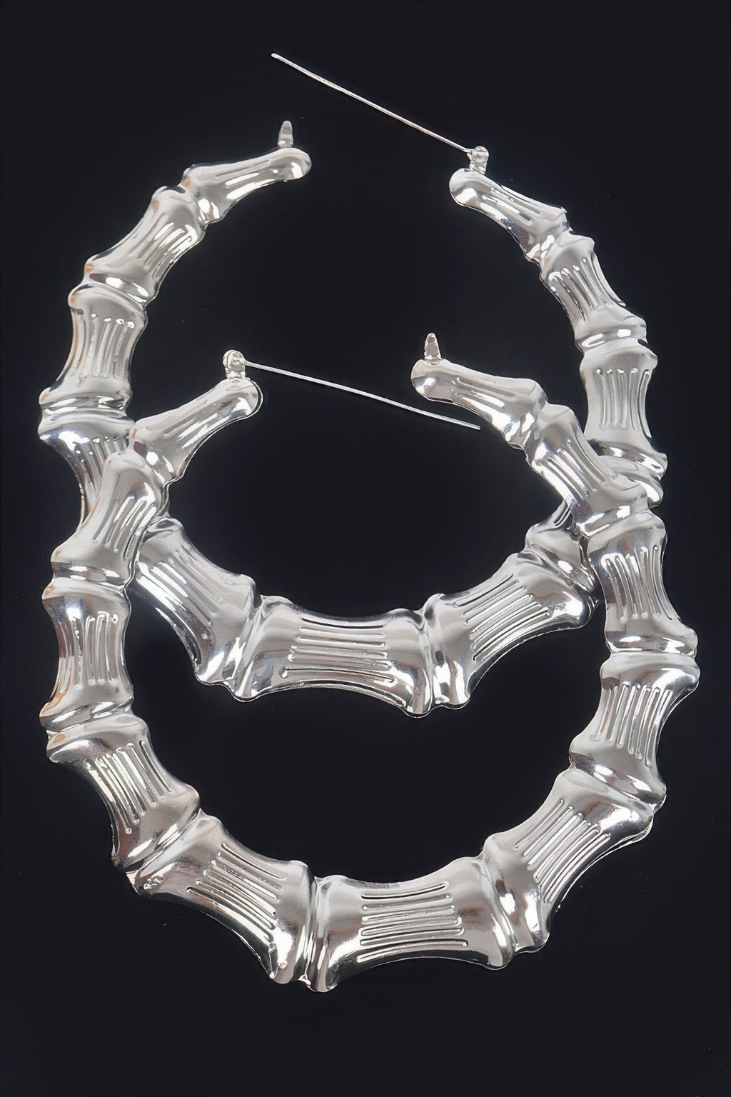 Bamboo Hoop Earrings in Silver