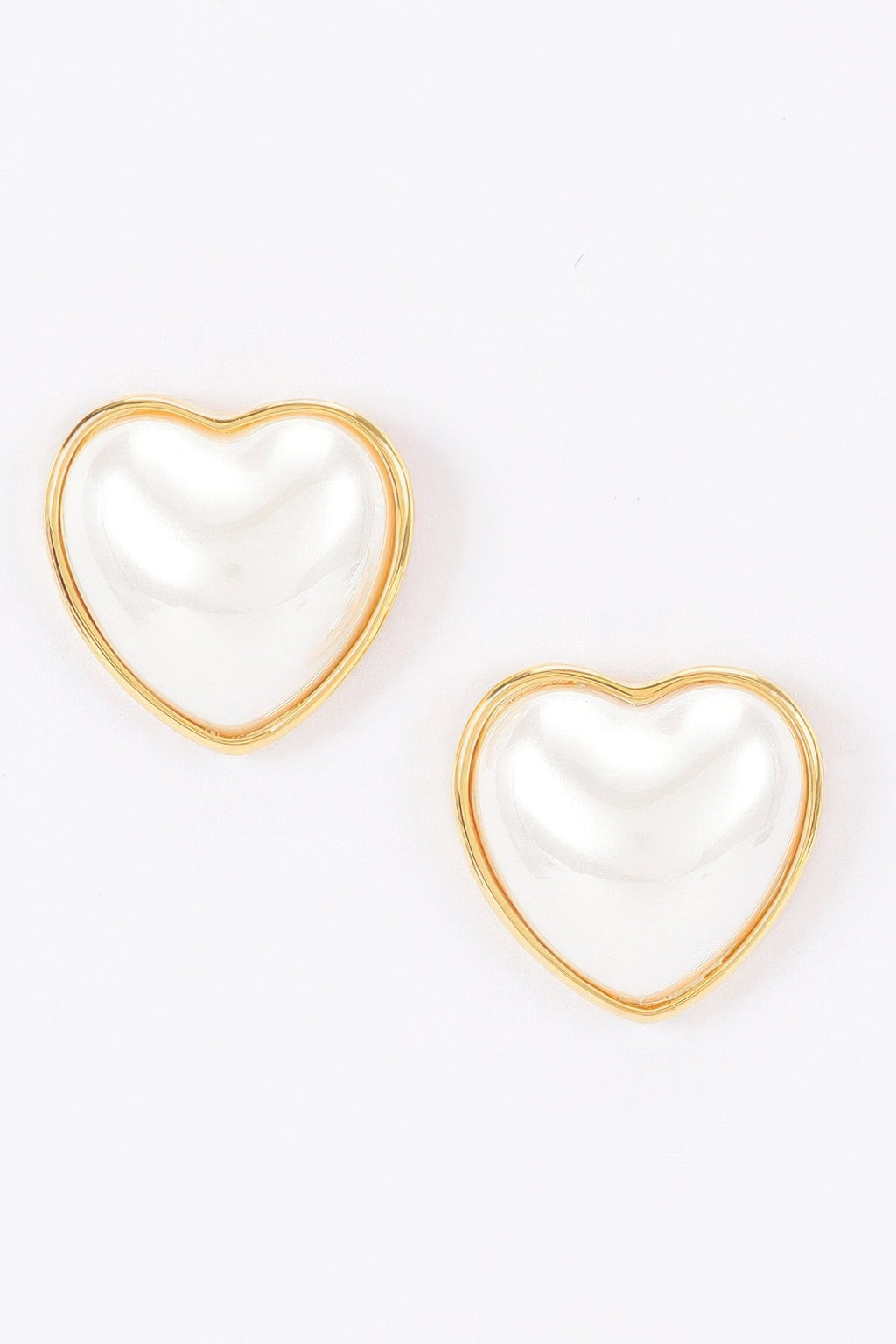 Heart Pearl Stud Earrings in Gold, photo 2