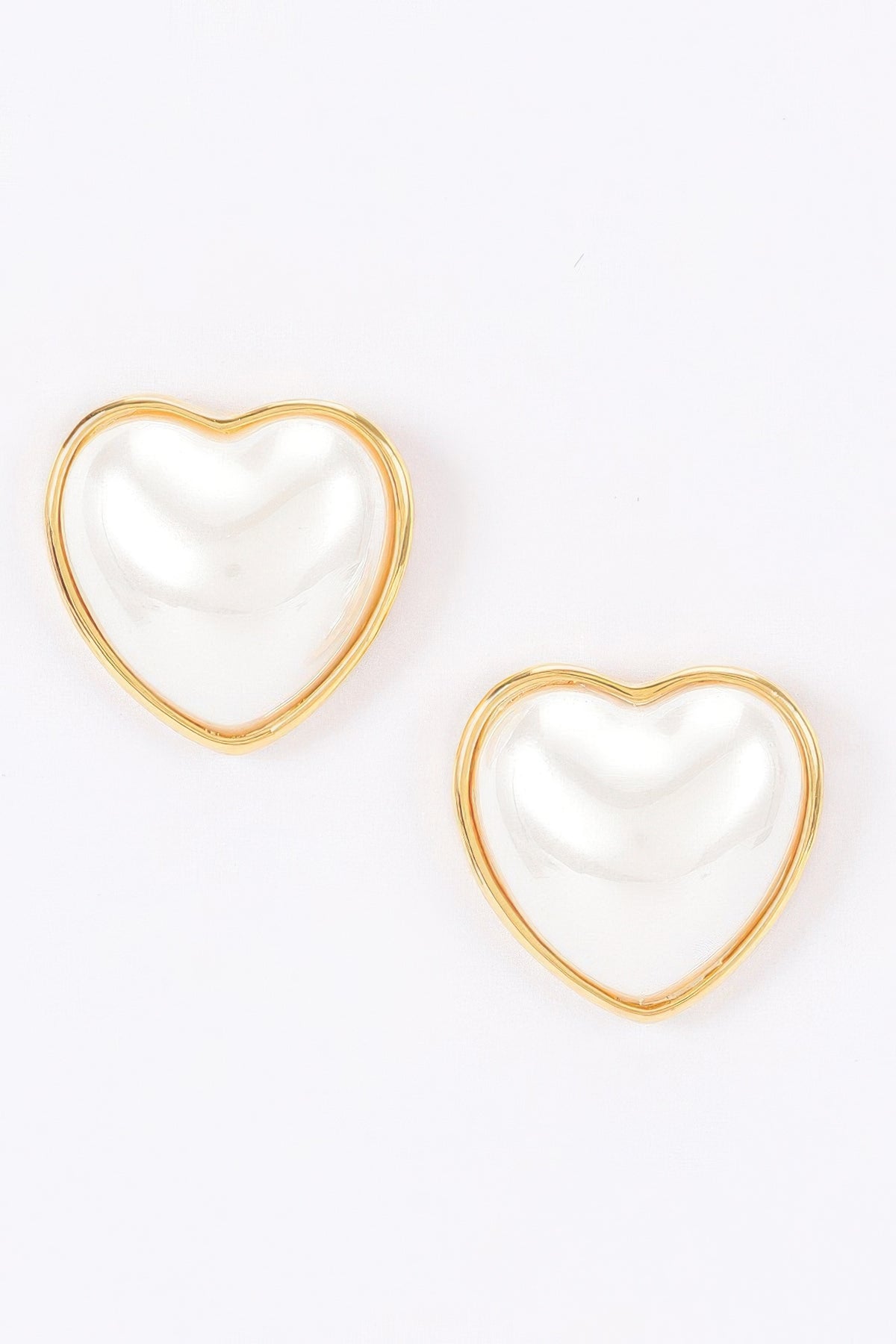 Heart Pearl Stud Earrings in Gold, photo 2