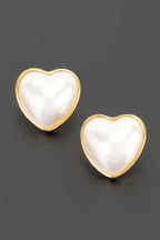 Heart Pearl Stud Earrings in Gold, photo 3
