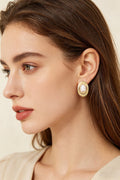 Teardrop Pearl Stud Earrings in Gold