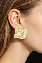 Woven Texture Trapezoid Earrings in Gold