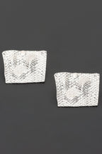 Woven Texture Trapezoid Earrings in Silver