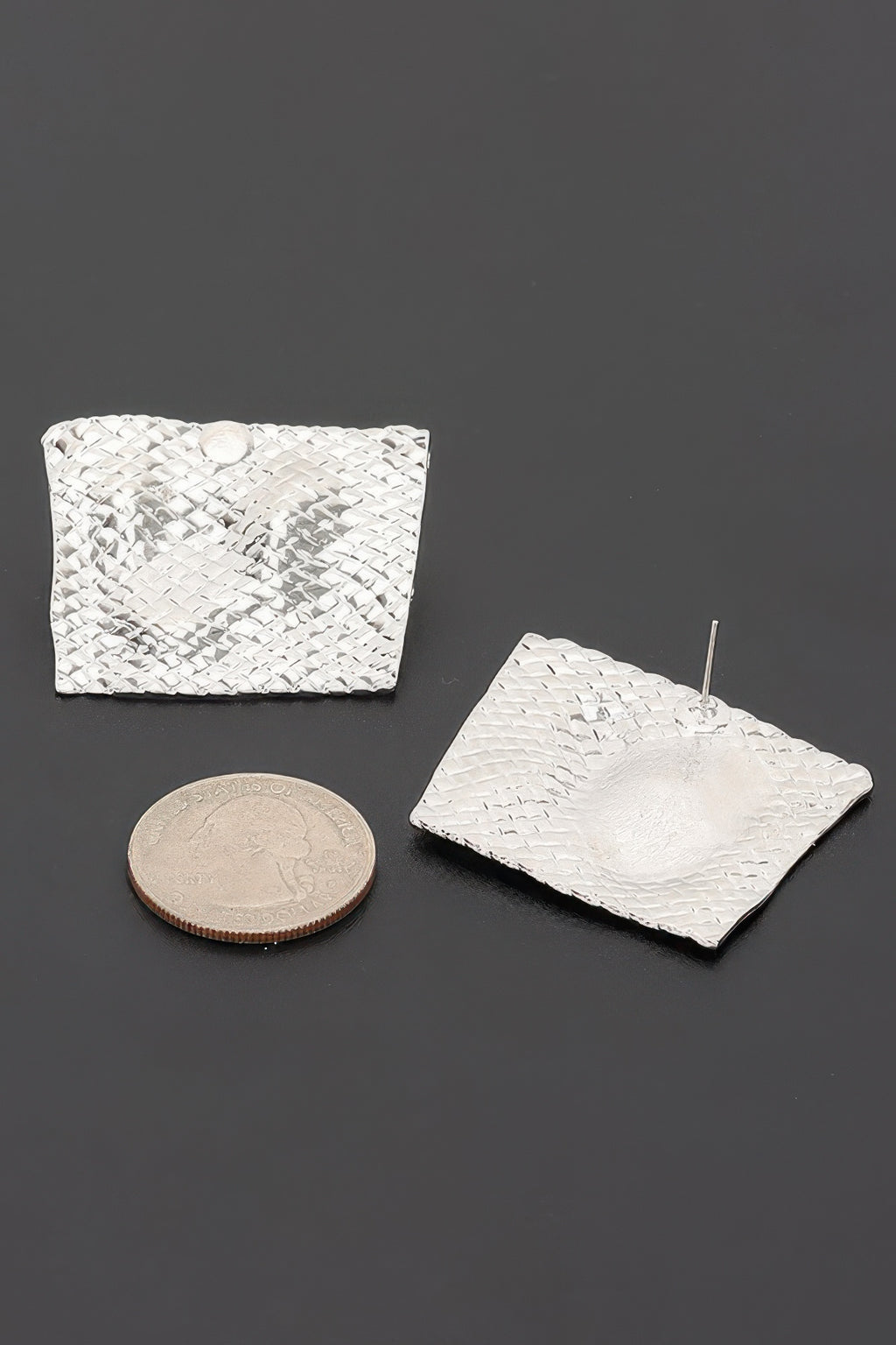 Woven Texture Trapezoid Earrings