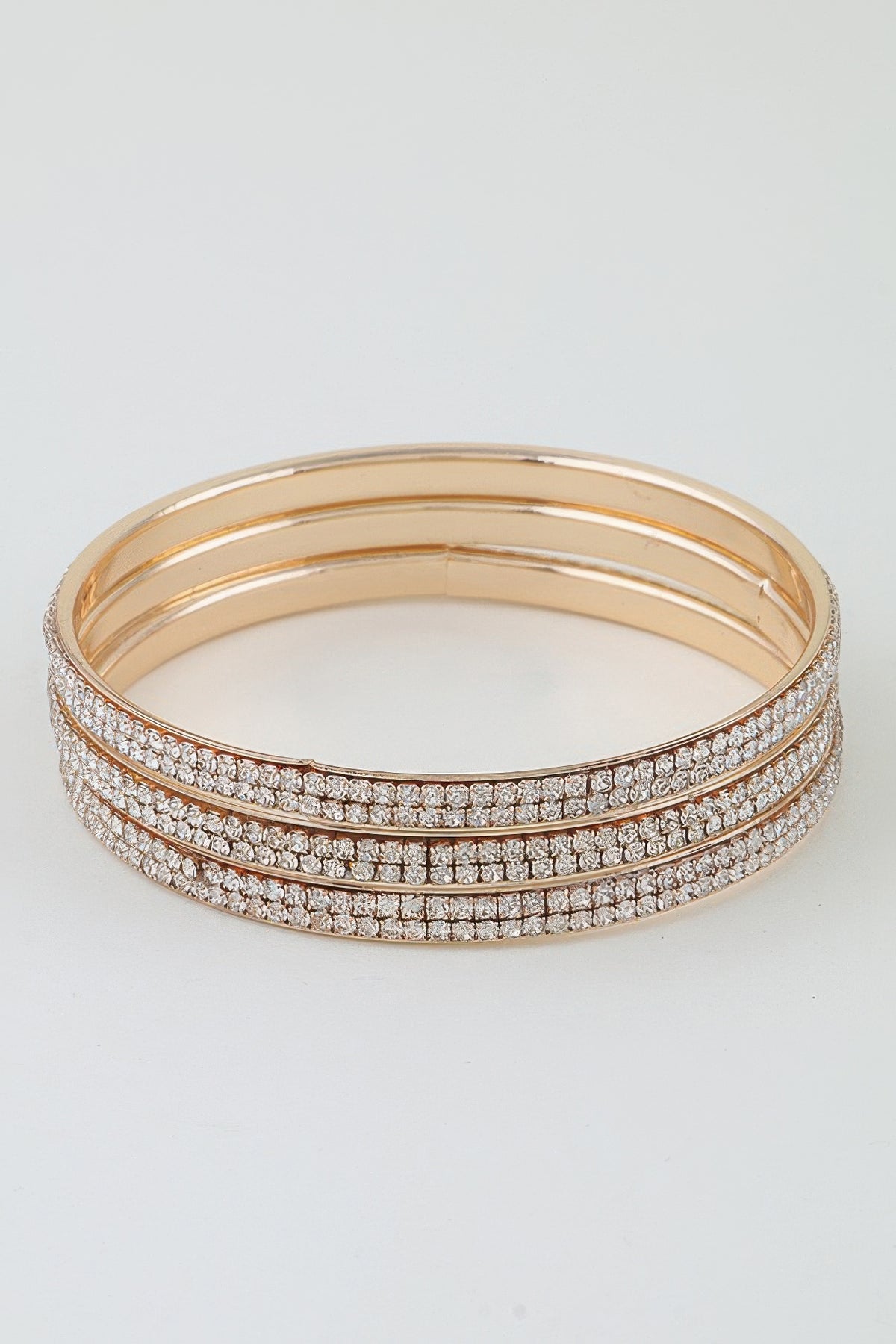 Triple Pave Bangle Bracelet Set in Clear, photo 3