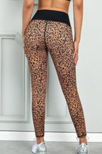 Brown leopard print leggings, back view