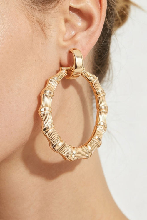 Bamboo Hoop Earrings in Gold