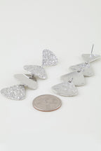 Hammered Petal Drop Earrings in Silver