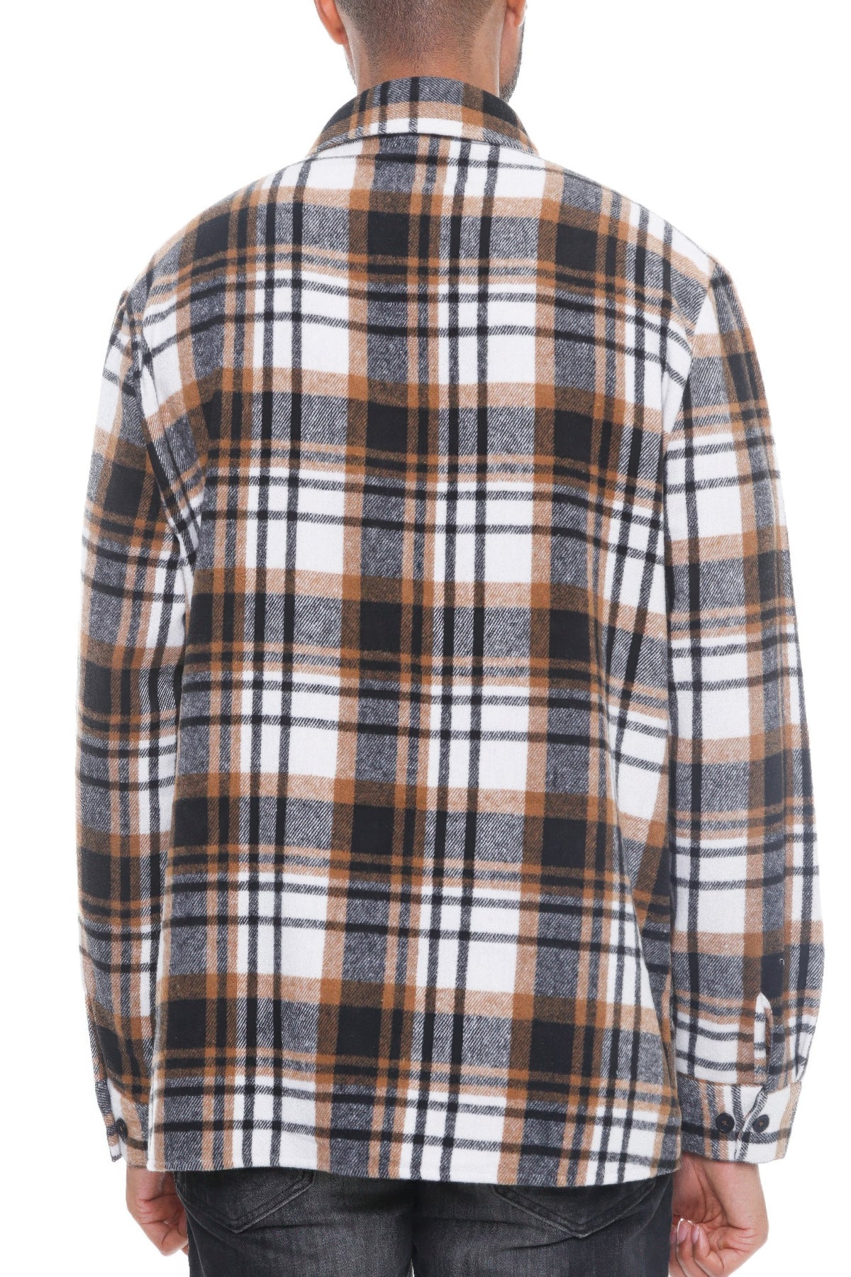 Khaki men's brushed flannel shacket, photo 4
