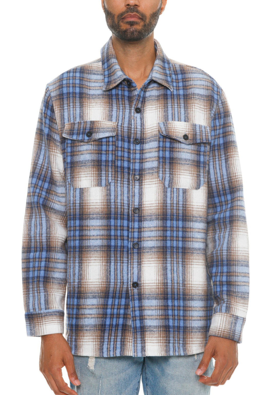 Blue Sand men's brushed flannel shacket