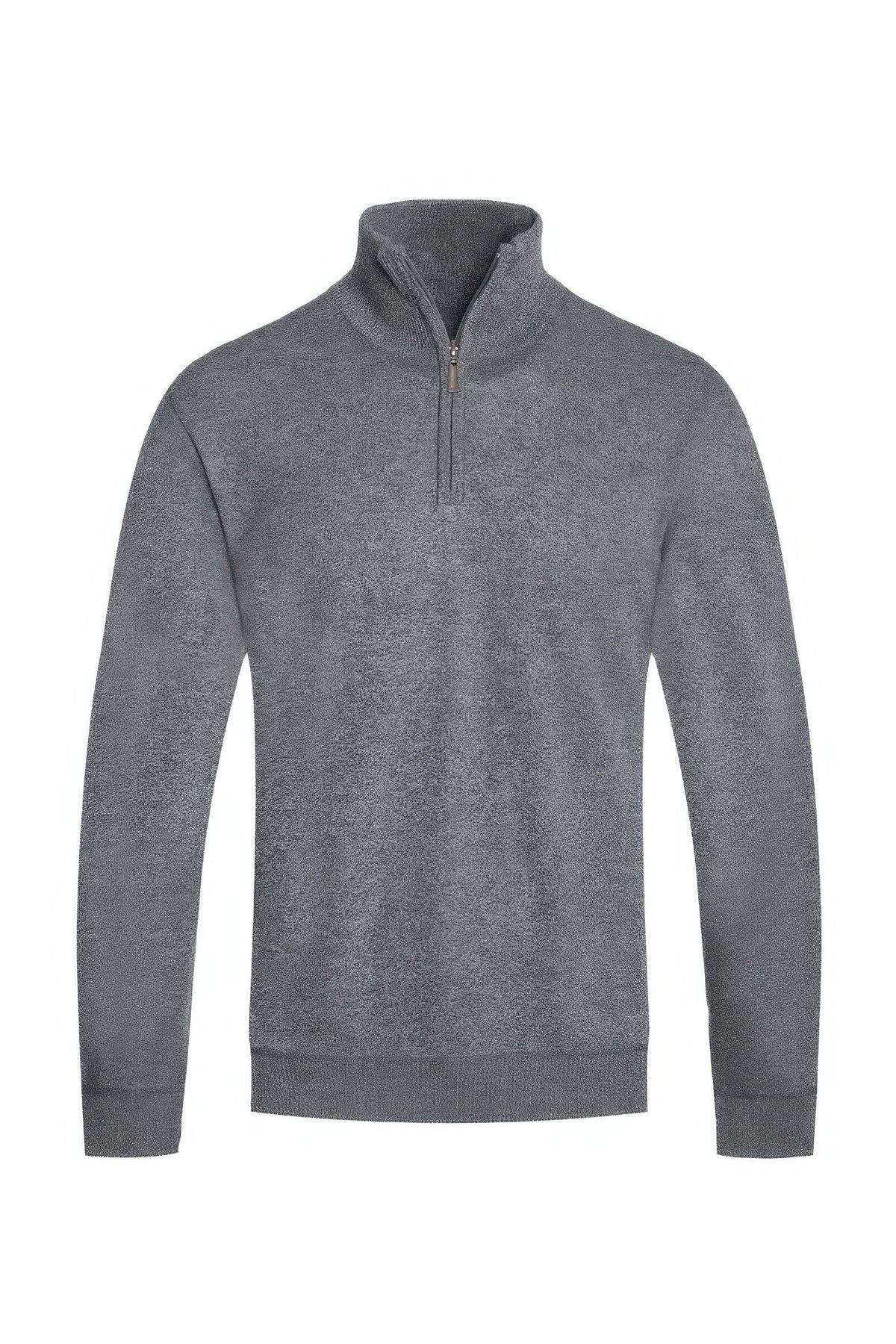 Men's Knit Quarter Zip Sweater, product photo in Hgrey