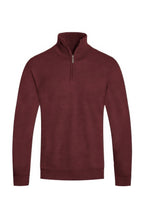 Maroon men's knit quarter zip sweater