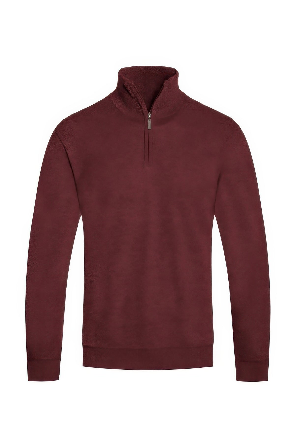 Maroon men's knit quarter zip sweater
