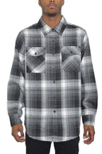 Black Grey men's plaid flannel shirt