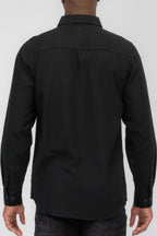 Black men's solid flannel shirt, photo 3