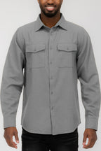 Light Grey men's solid flannel shirt