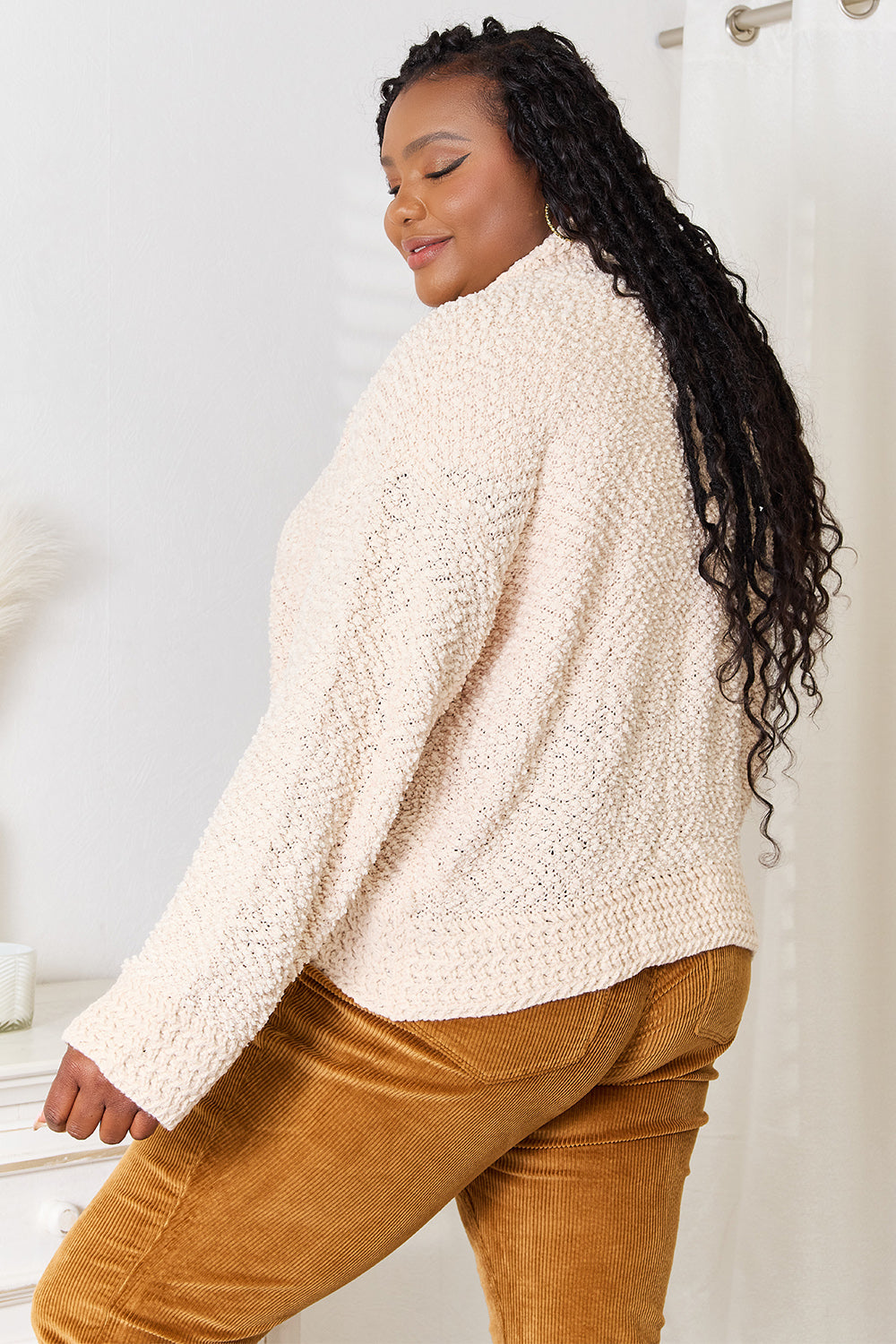 Cream Textured Knit Cardigan, view 7