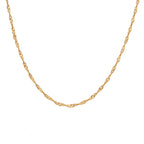 Gold tone water wave chain necklace laid flat